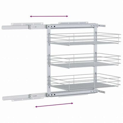 vidaXL 3段 引き出しキッチンワイヤーバスケット 47x35x56 cm シルバーホーム&ガーデン キッチン&ダイニング キッチンツール&調理器具 キッチン収納 調理道具ホルダー・ラック(代引不可)