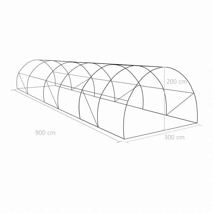 vidaXL 温室 27m2 900x300x200cmホーム&ガーデン 芝&ガーデン ガーデニング グリーンハウス・温室(代引不可)