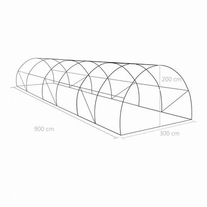 vidaXL 温室 27m2 900x300x200cmホーム&ガーデン 芝&ガーデン ガーデニング グリーンハウス・温室(代引不可)