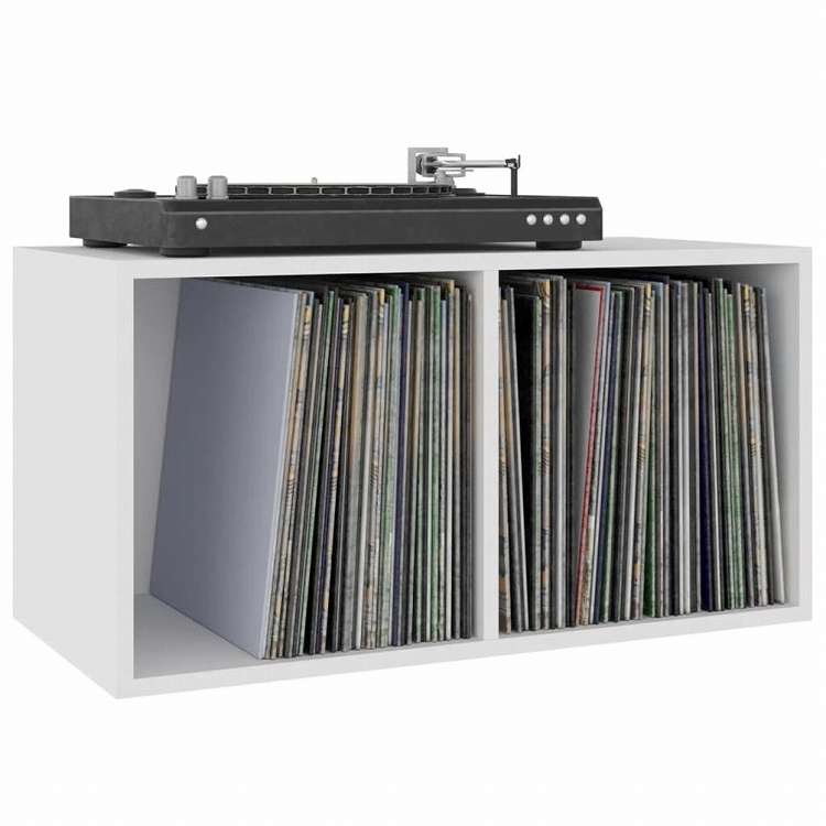 vidaXL レコード収納ボックス ホワイト 71x34x36cm エンジニアリングウッド家具 キャビネット&収納 メディア収納・ラック(代引不可)