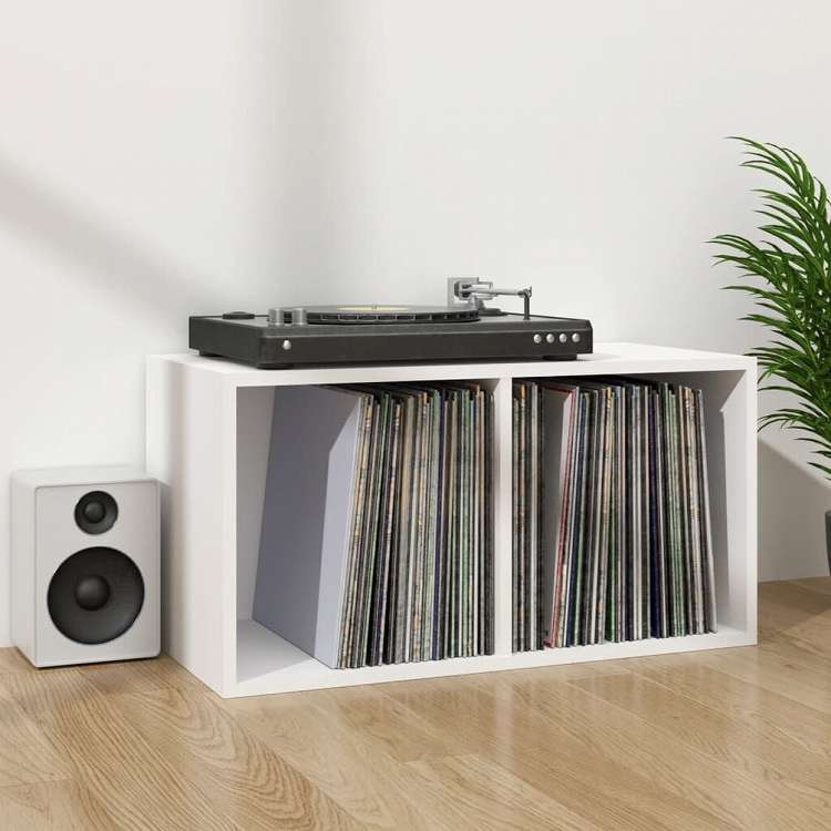 vidaXL レコード収納ボックス ホワイト 71x34x36cm エンジニアリングウッド家具 キャビネット&収納 メディア収納・ラック(代引不可)