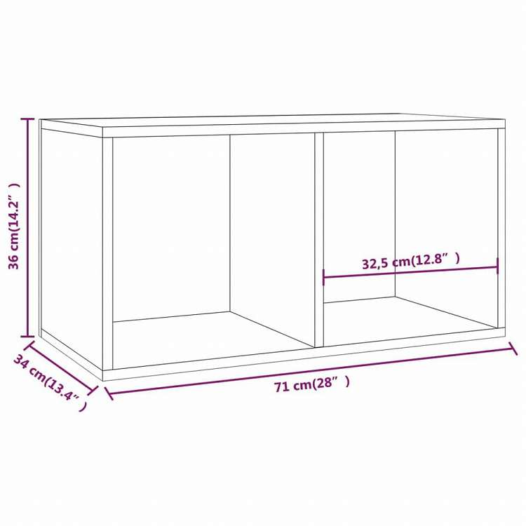 vidaXL レコード収納ボックス ホワイト 71x34x36cm エンジニアリングウッド家具 キャビネット&収納 メディア収納・ラック(代引不可)