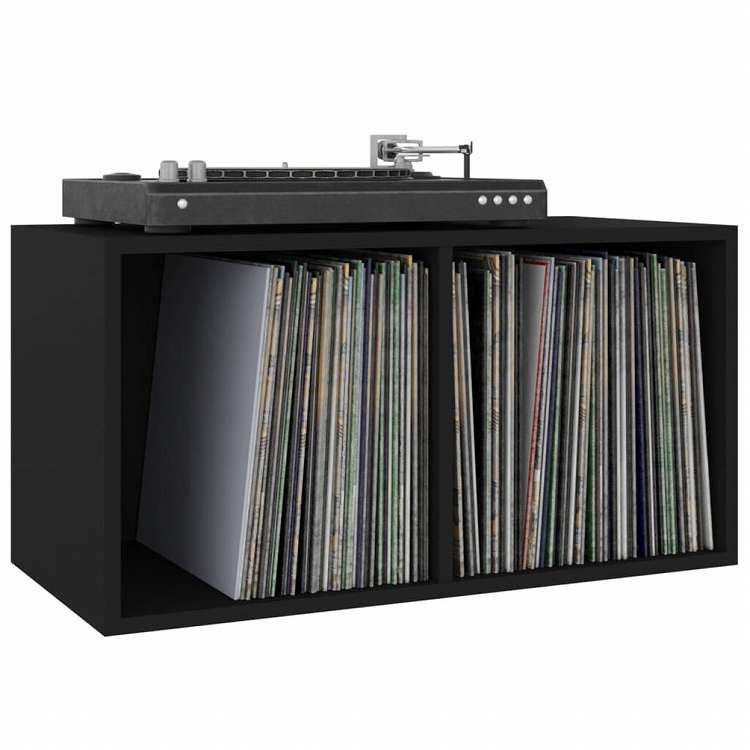 vidaXL レコード収納ボックス ブラック 71x34x36cm エンジニアリングウッド家具 キャビネット&収納 メディア収納・ラック(代引不可)