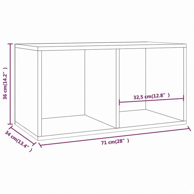 vidaXL レコード収納ボックス ブラック 71x34x36cm エンジニアリングウッド家具 キャビネット&収納 メディア収納・ラック(代引不可)