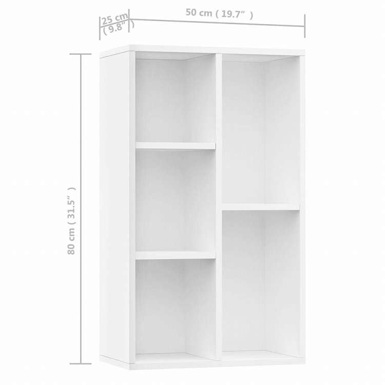 vidaXL ブックキャビネット/サイドボード ホワイト 50x25x80 cm エンジニアリングウッド家具 棚 本棚・オープンラック(代引不可)
