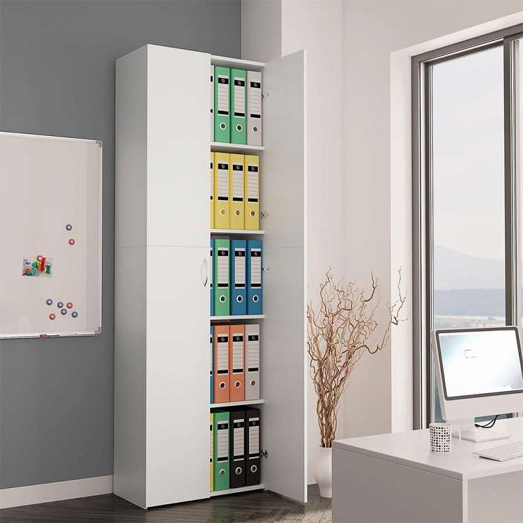 vidaXL オフィスキャビネット ホワイト 60x32x190cm エンジニアリングウッド家具 キャビネット&収納 ファイル棚(代引不可)