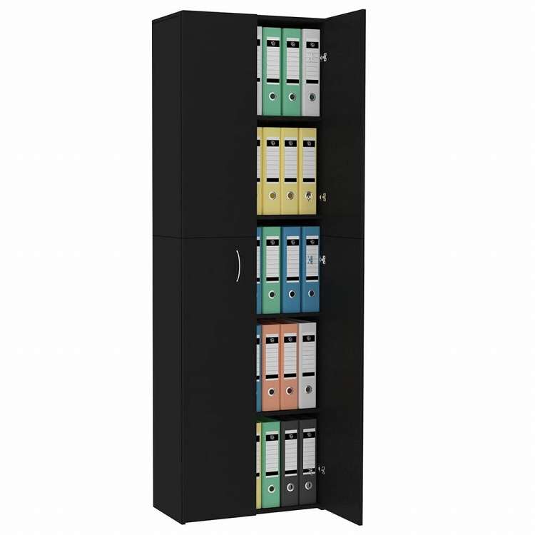 vidaXL オフィスキャビネット ブラック 60x32x190cm エンジニアリングウッド家具 キャビネット&収納 ファイル棚(代引不可)