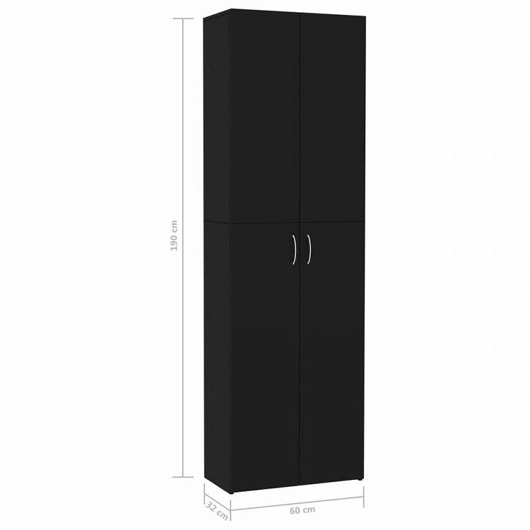 vidaXL オフィスキャビネット ブラック 60x32x190cm エンジニアリングウッド家具 キャビネット&収納 ファイル棚(代引不可)