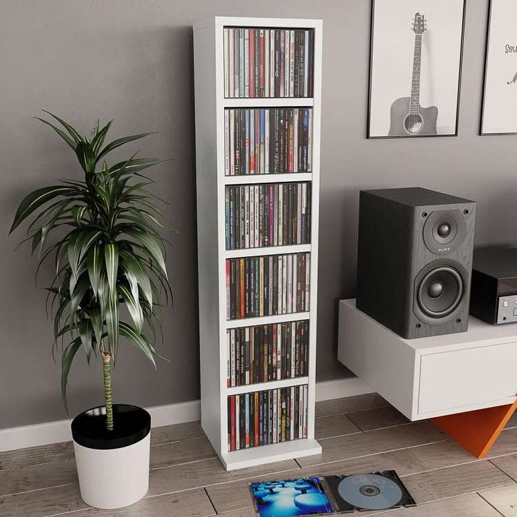 vidaXL CDキャビネット ホワイト 21x20x88cm エンジニアリングウッド家具 キャビネット&収納 メディア収納・ラック(代引不可)