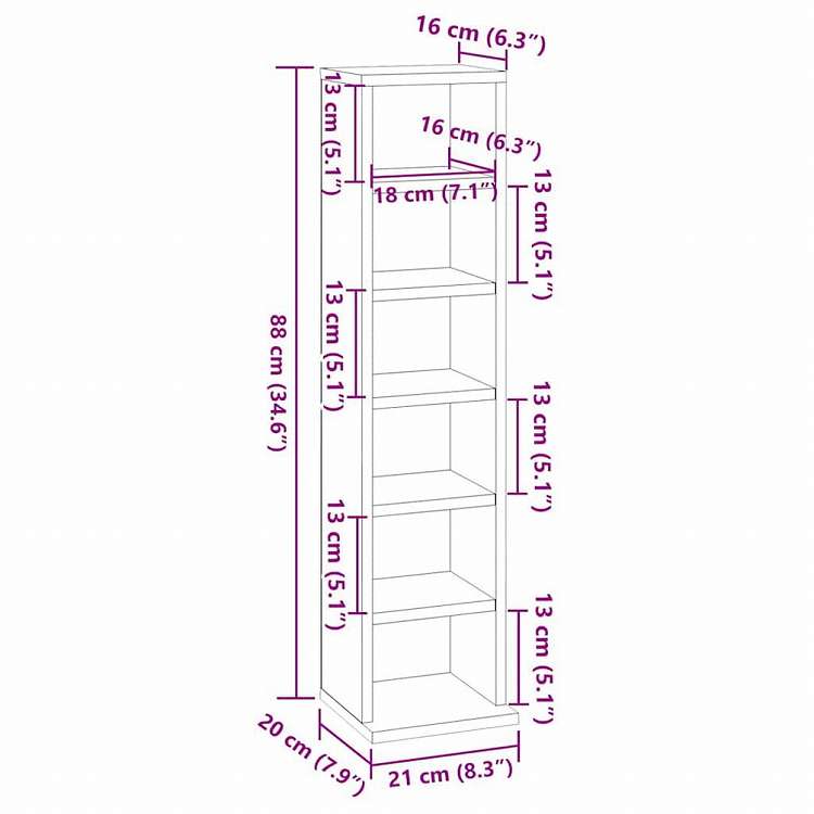 vidaXL CDキャビネット ブラック 21x20x88cm エンジニアリングウッド家具 キャビネット&収納 メディア収納・ラック(代引不可)