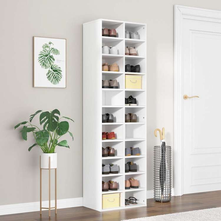 vidaXL シューズキャビネット ホワイト 54x34x183cm パーティクルボードホーム&ガーデン 家事用品 収納&オーガナイザー 衣類・ワードローブ収納 シューズラック・整理収納(代引不可)