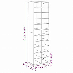 vidaXL シューズキャビネット ホワイト 54x34x183cm パーティクルボードホーム&ガーデン 家事用品 収納&オーガナイザー 衣類・ワードローブ収納 シューズラック・整理収納(代引不可)