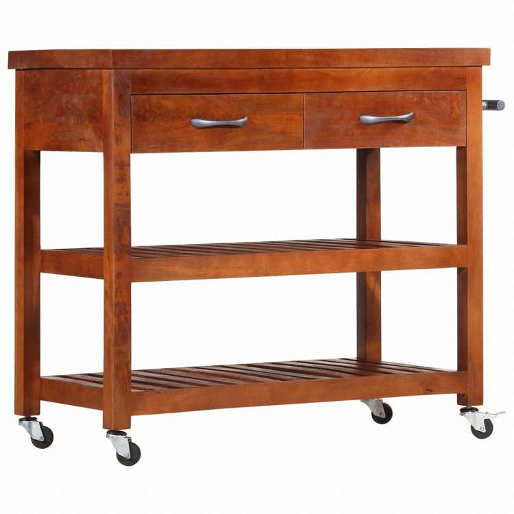 vidaXL キッチントロリー 100x48x89cm アカシア無垢材家具 トローリー キッチン・ダイニング トローリー(代引不可)