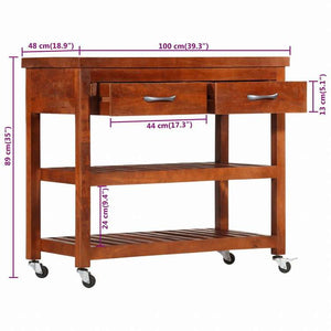 vidaXL キッチントロリー 100x48x89cm アカシア無垢材家具 トローリー キッチン・ダイニング トローリー(代引不可)