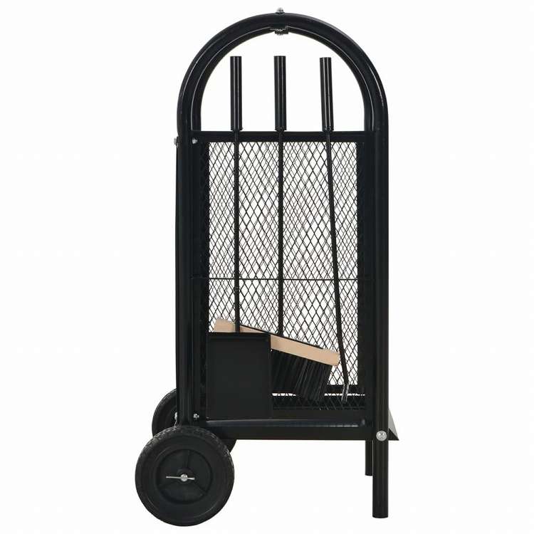 vidaXL 薪カート ブラック 30x35x81cm スチール製ホーム&ガーデン 暖炉・木製ストーブ用品 丸太ラック・キャリーバッグ(代引不可)