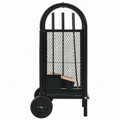 vidaXL 薪カート ブラック 30x35x81cm スチール製ホーム&ガーデン 暖炉・木製ストーブ用品 丸太ラック・キャリーバッグ(代引不可)