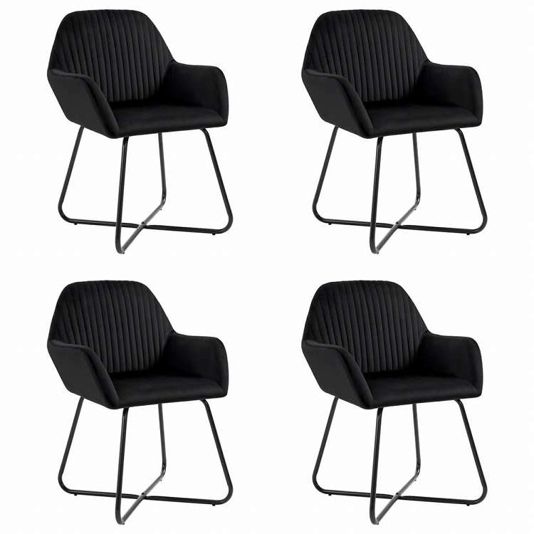 vidaXL ダイニングチェア 4点 ブラック ベルベット製家具 チェア キッチン・ダイニングルームチェア(代引不可)
