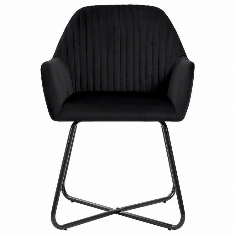 vidaXL ダイニングチェア 4点 ブラック ベルベット製家具 チェア キッチン・ダイニングルームチェア(代引不可)