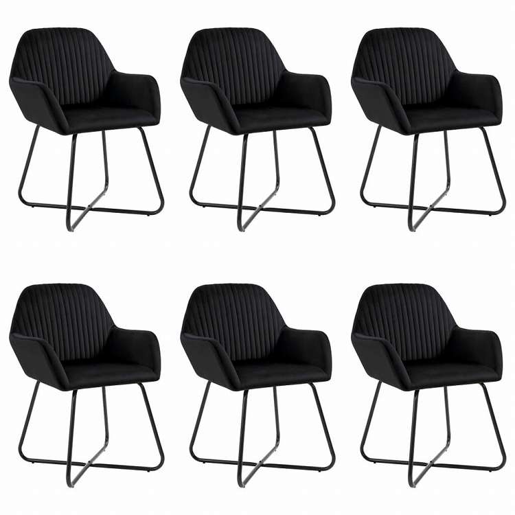 vidaXL ダイニングチェア 6点 ブラック ベルベット製家具 チェア キッチン・ダイニングルームチェア(代引不可)
