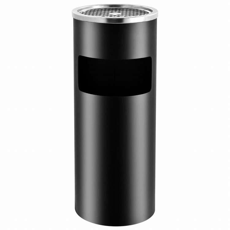 vidaXL ホテル用灰皿付ごみ箱 30 L スチール製 ブラックホーム&ガーデン 家事用品 ごみ入れ ごみ箱(代引不可)