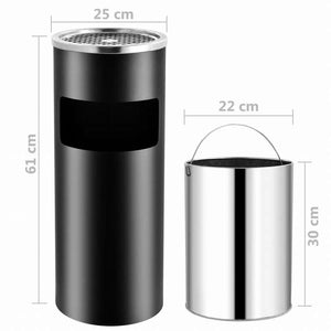 vidaXL ホテル用灰皿付ごみ箱 30 L スチール製 ブラックホーム&ガーデン 家事用品 ごみ入れ ごみ箱(代引不可)