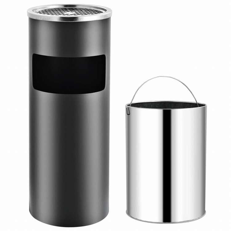 vidaXL ホテル用灰皿付ごみ箱 30 L スチール製 グレーホーム&ガーデン 家事用品 ごみ入れ ごみ箱(代引不可)