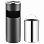 vidaXL ホテル用灰皿付ごみ箱 30 L スチール製 グレーホーム&ガーデン 家事用品 ごみ入れ ごみ箱(代引不可)