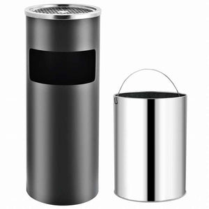 vidaXL ホテル用灰皿付ごみ箱 30 L スチール製 グレーホーム&ガーデン 家事用品 ごみ入れ ごみ箱(代引不可)