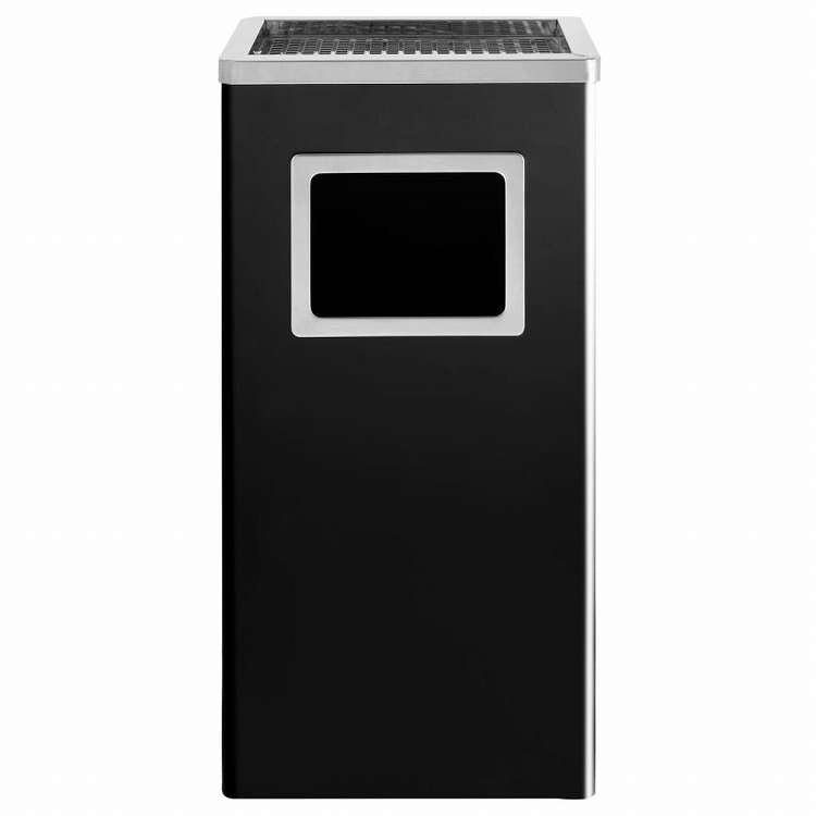 vidaXL ホテル用灰皿付ごみ箱 45 L スチール製 ブラックホーム&ガーデン 家事用品 ごみ入れ ごみ箱(代引不可)