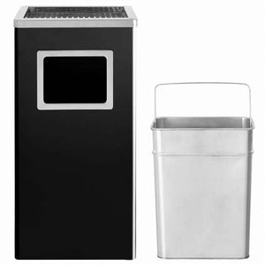 vidaXL ホテル用灰皿付ごみ箱 45 L スチール製 ブラックホーム&ガーデン 家事用品 ごみ入れ ごみ箱(代引不可)