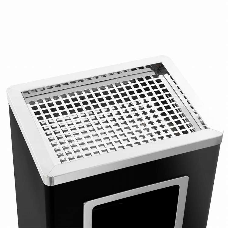 vidaXL ホテル用灰皿付ごみ箱 45 L スチール製 ブラックホーム&ガーデン 家事用品 ごみ入れ ごみ箱(代引不可)