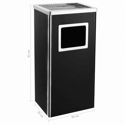 vidaXL ホテル用灰皿付ごみ箱 45 L スチール製 ブラックホーム&ガーデン 家事用品 ごみ入れ ごみ箱(代引不可)