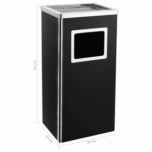 vidaXL ホテル用灰皿付ごみ箱 45 L スチール製 ブラックホーム&ガーデン 家事用品 ごみ入れ ごみ箱(代引不可)