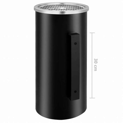 vidaXL 壁掛け灰皿付ごみ箱 スチール製 26 L ブラックホーム&ガーデン タバコ用品 灰皿(代引不可)