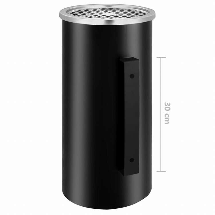vidaXL 壁掛け灰皿付ごみ箱 スチール製 26 L ブラックホーム&ガーデン タバコ用品 灰皿(代引不可)