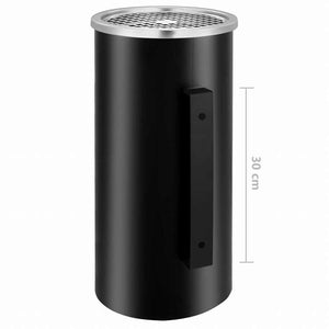 vidaXL 壁掛け灰皿付ごみ箱 スチール製 26 L ブラックホーム&ガーデン タバコ用品 灰皿(代引不可)
