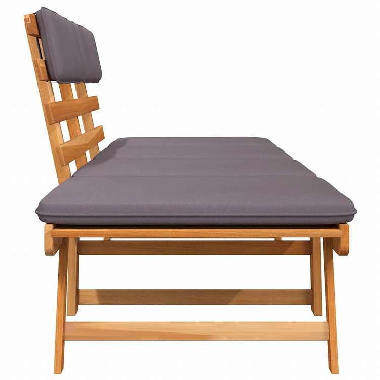 vidaXL ガーデンデイベッド クッション付き 2-in-1 190cm アカシアの無垢材家具 アウトドア家具 屋外椅子 アウトドアベンチ(代引不可)