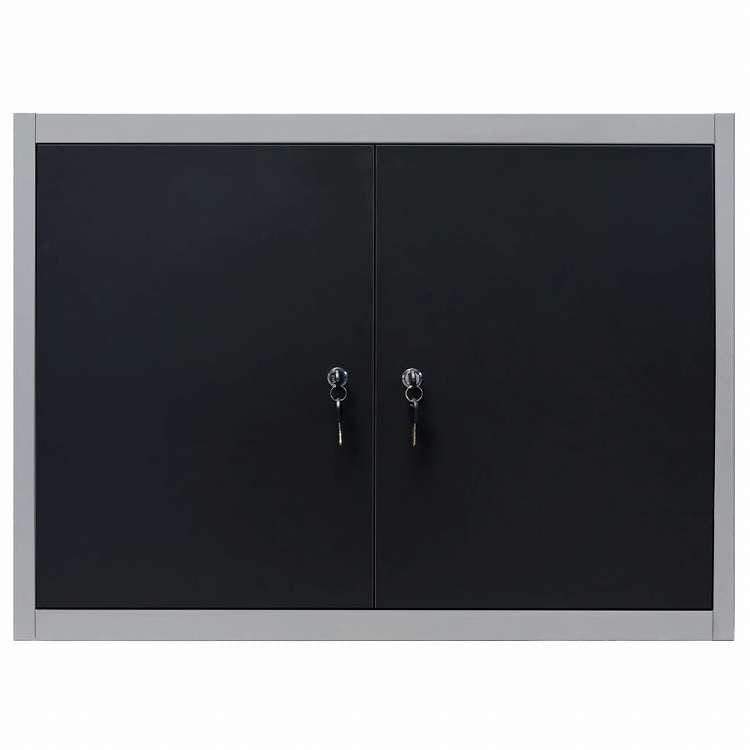 vidaXL 壁掛け ツールキャビネット インダストリアルスタイル 金属製 グレー&ブラックハードウェア ハードウェアアクセサリ 工具収納・整理整頓 ツールキャビネット(代引不可)