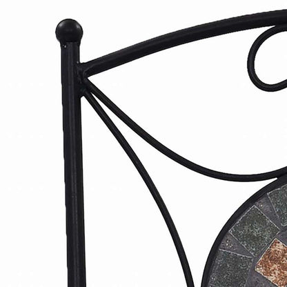 vidaXL モザイクビストロチェア 2点 オレンジ/グレー家具 アウトドア家具 屋外椅子 アウトドアベンチチェア(代引不可)