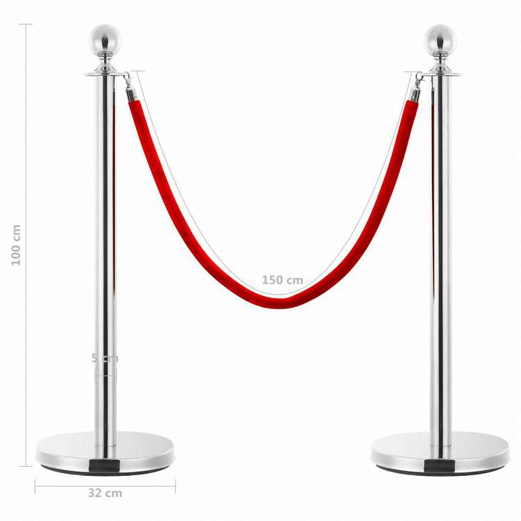vidaXL VIP用キューバリア 3点セット ステンレススチール製 シルバービジネス&工業用 標識・サイン 安全警告標識(代引不可)