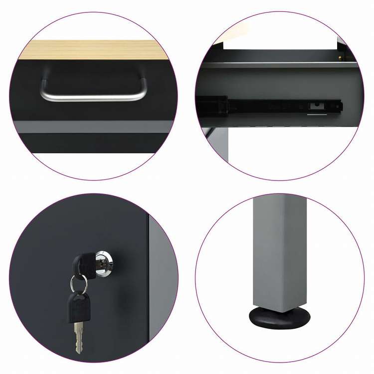 vidaXL ワークベンチ スチール製 ブラック 160x60x85 cmハードウェア ハードウェアアクセサリ 工具収納・整理整頓 ワークベンチ(代引不可)