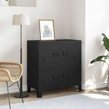 vidaXL ファイルキャビネット 4ドア付き インダストリアル スチール製 ブラック 75x40x80cm家具 キャビネット&収納 収納チェスト(代引不可)