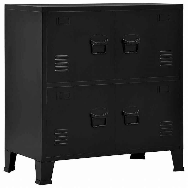 vidaXL ファイルキャビネット 4ドア付き インダストリアル スチール製 ブラック 75x40x80cm家具 キャビネット&収納 収納チェスト(代引不可)