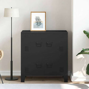 vidaXL ファイルキャビネット 4ドア付き インダストリアル スチール製 ブラック 75x40x80cm家具 キャビネット&収納 収納チェスト(代引不可)