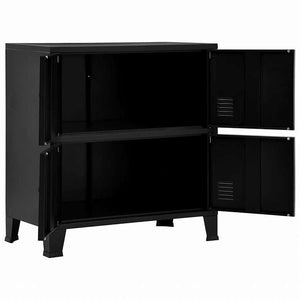 vidaXL ファイルキャビネット 4ドア付き インダストリアル スチール製 ブラック 75x40x80cm家具 キャビネット&収納 収納チェスト(代引不可)