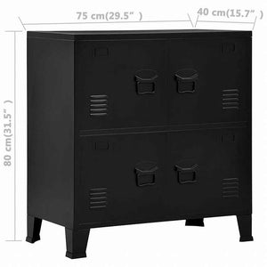 vidaXL ファイルキャビネット 4ドア付き インダストリアル スチール製 ブラック 75x40x80cm家具 キャビネット&収納 収納チェスト(代引不可)