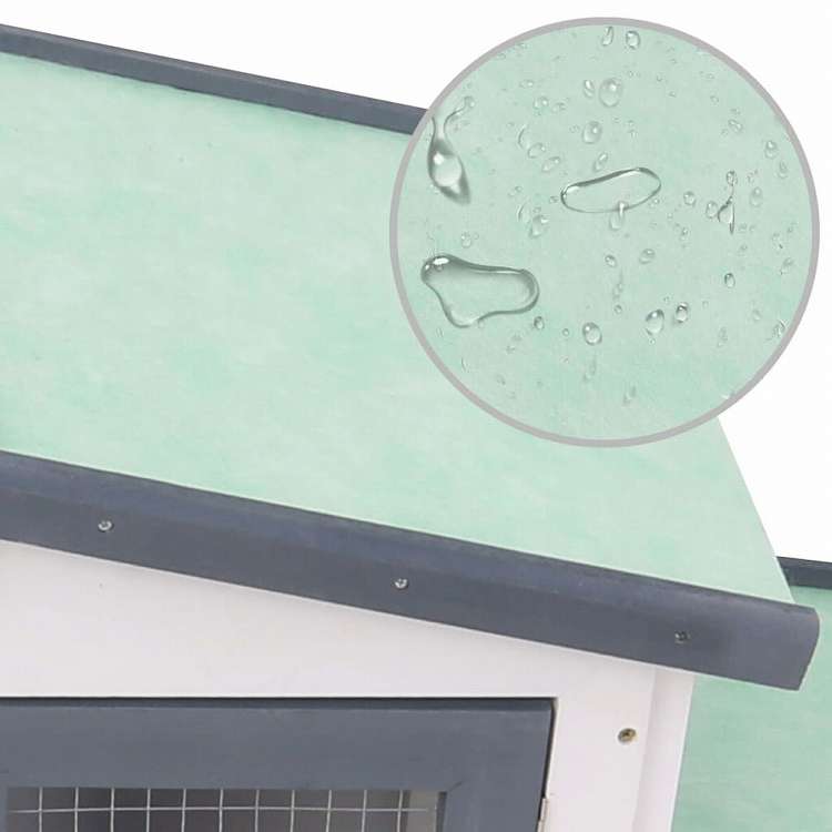 vidaXL 屋外用 大型うさぎ小屋 グレー&ホワイト 204x45x85cm 木製動物&ペット用品 ペット用品 小動物用品 小動物 飼育・ケージ(代引不可)