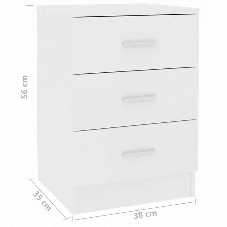 vidaXL ベッドサイドキャビネット ホワイト 38x35x56cm エンジニアリングウッド家具 テーブル ベッドサイドテーブル(代引不可)