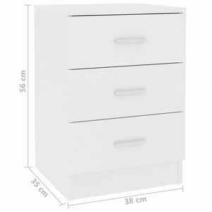 vidaXL ベッドサイドキャビネット ホワイト 38x35x56cm エンジニアリングウッド家具 テーブル ベッドサイドテーブル(代引不可)