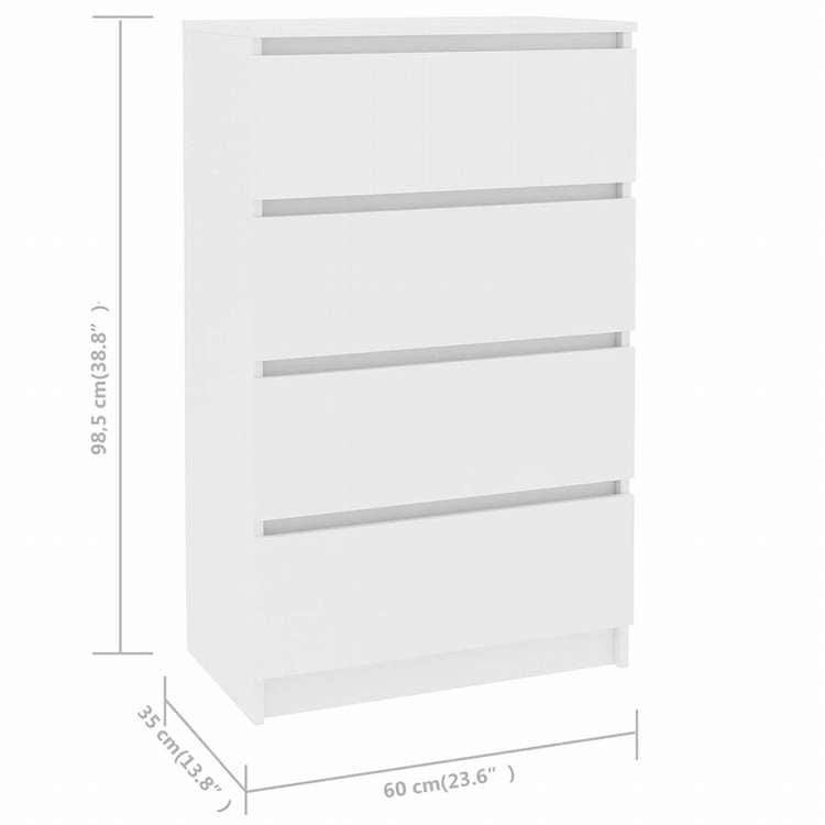vidaXL サイドボード ホワイト 60x35x98.5cm エンジニアリングウッド家具 キャビネット&収納 サイドボード(代引不可)
